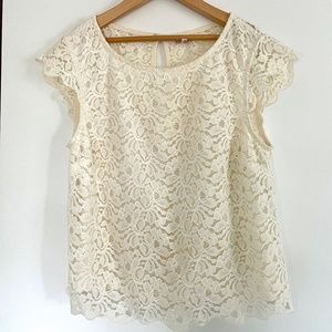 Aritzia Talula Lace Cropped Top, Cream, Size XS